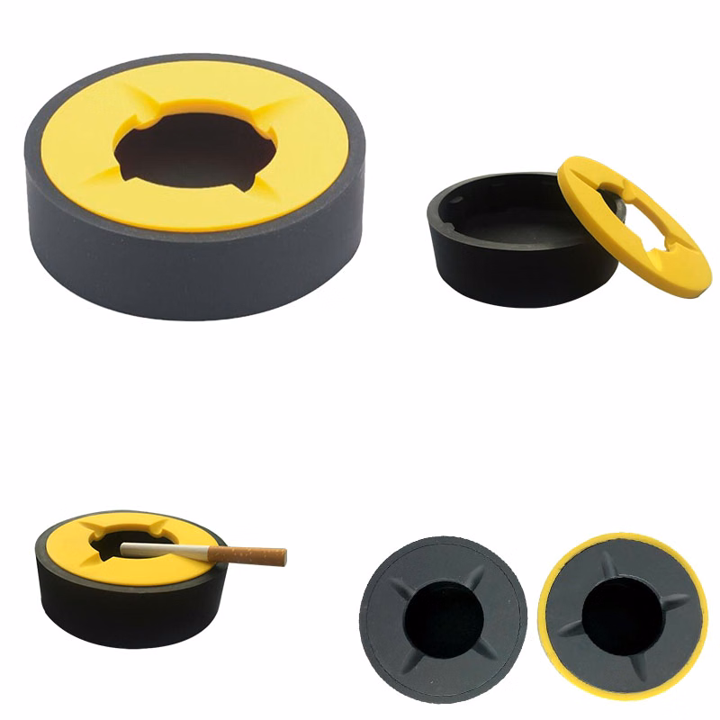 Round Silicone Ashtray With Cover