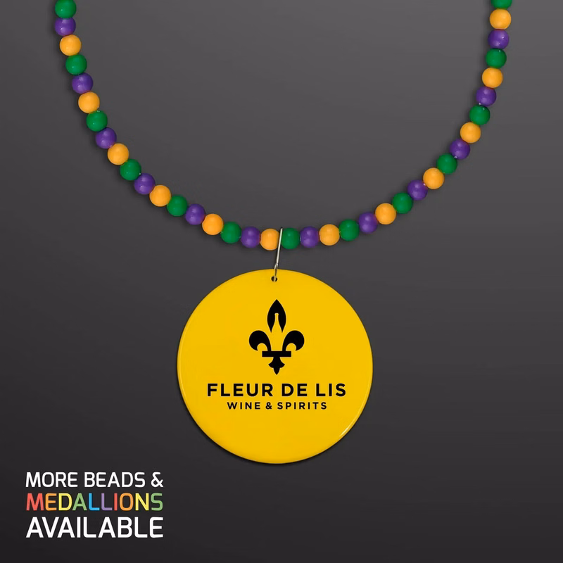 Breakaway Beads for Mardi Gras with Yellow Medallion