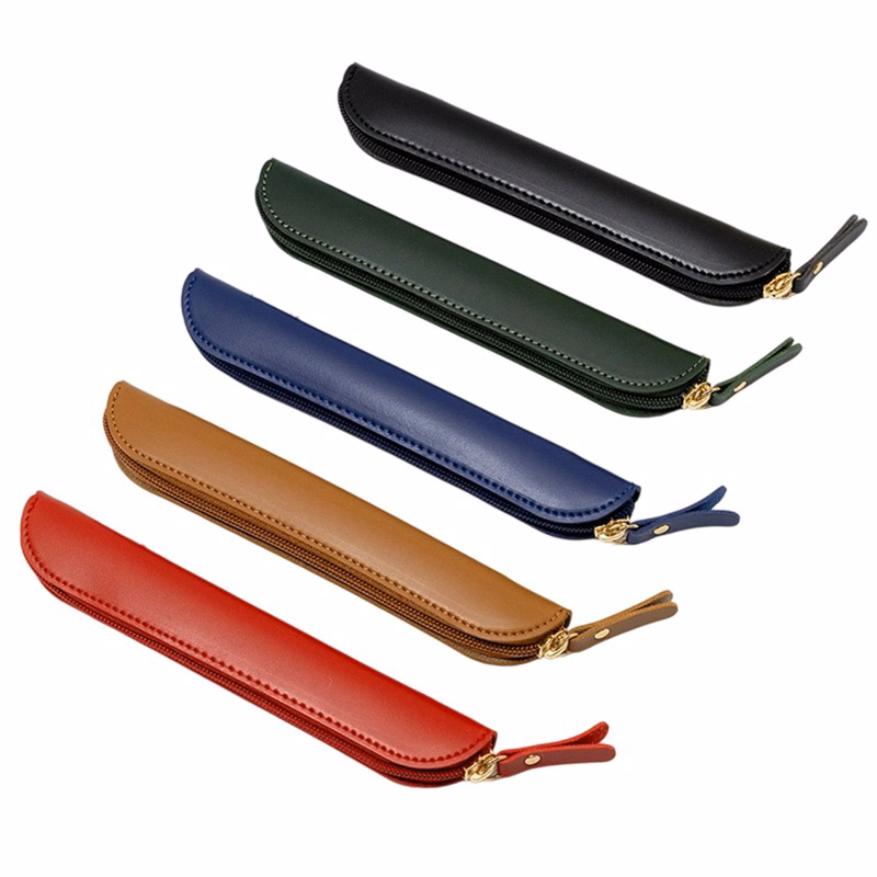 Contemporary Single-Color Leather Pen Case