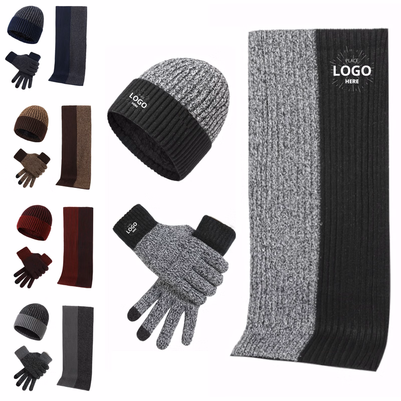 3-Piece Winter Gear Set with Scarf, Beanie & Touchscreen Gloves