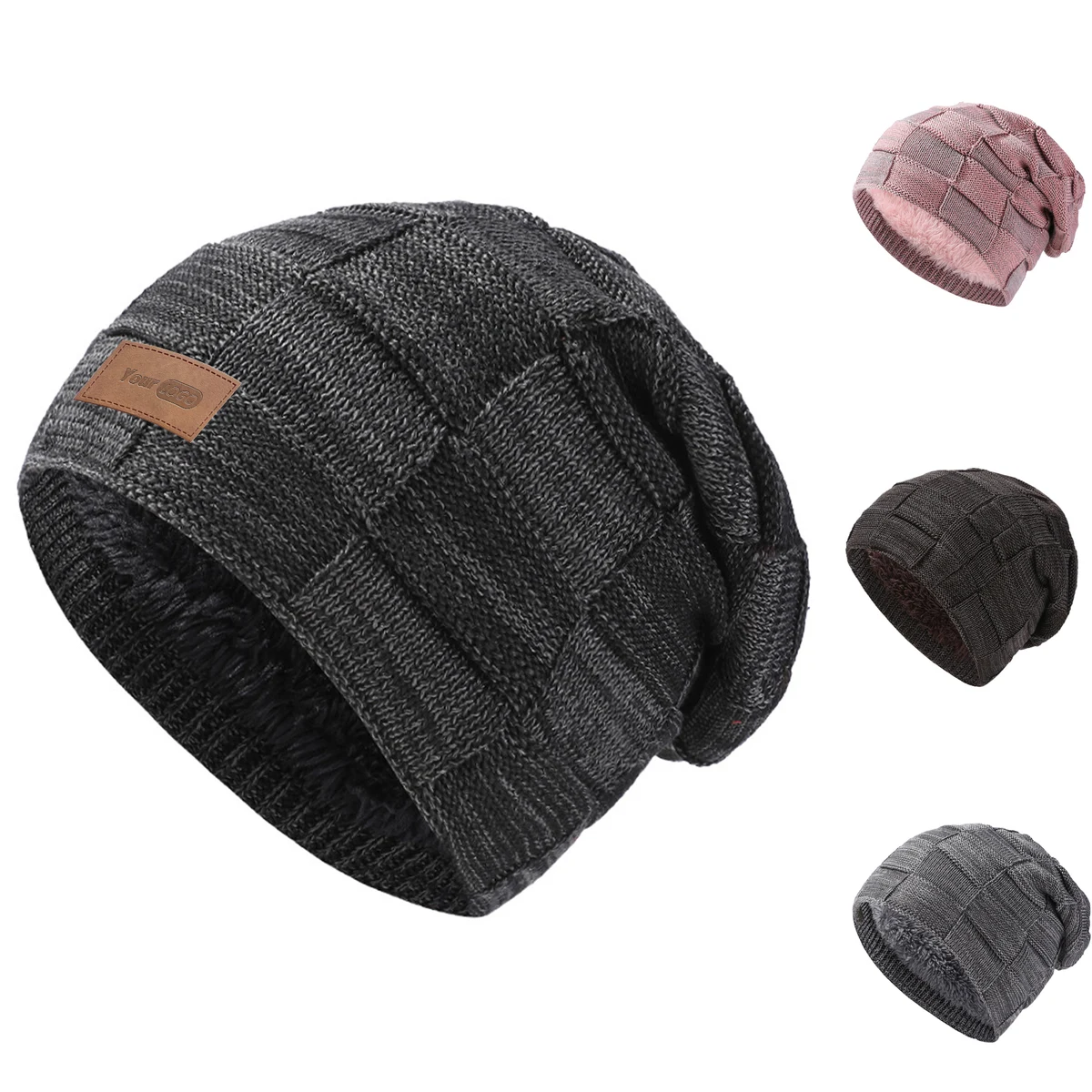 Acrylic Warm stretch-knit beanie 1