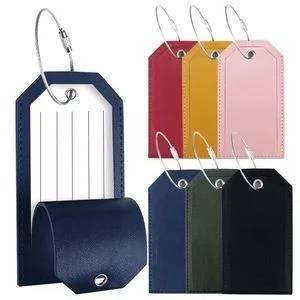 PU Leather Luggage Travel Tag With Name ID Labels Metal Hang Ring 1