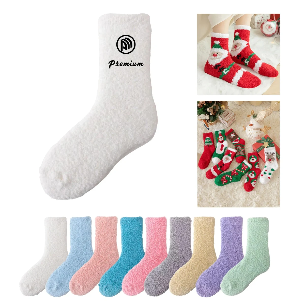Santa Custom Fuzzy Feet Socks 1