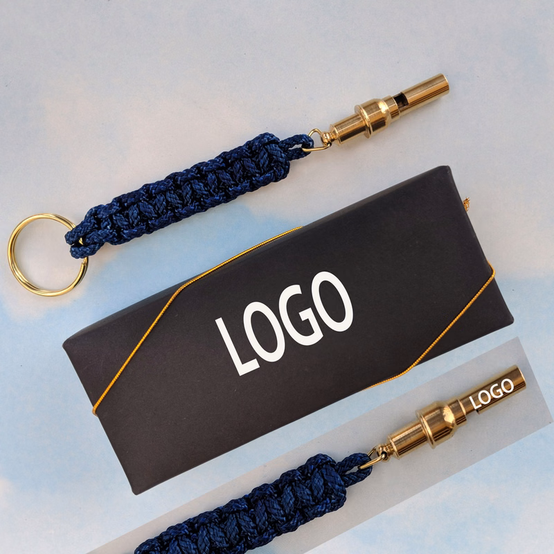 Brass Whistle Lanyard Keychain Made in Taiwan