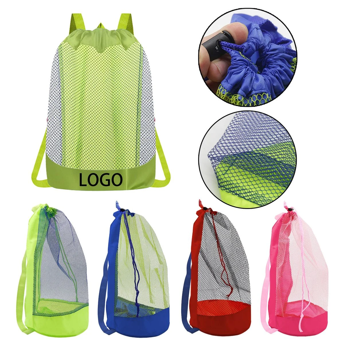 Beach Toy Mesh Drawstring Backpack 1