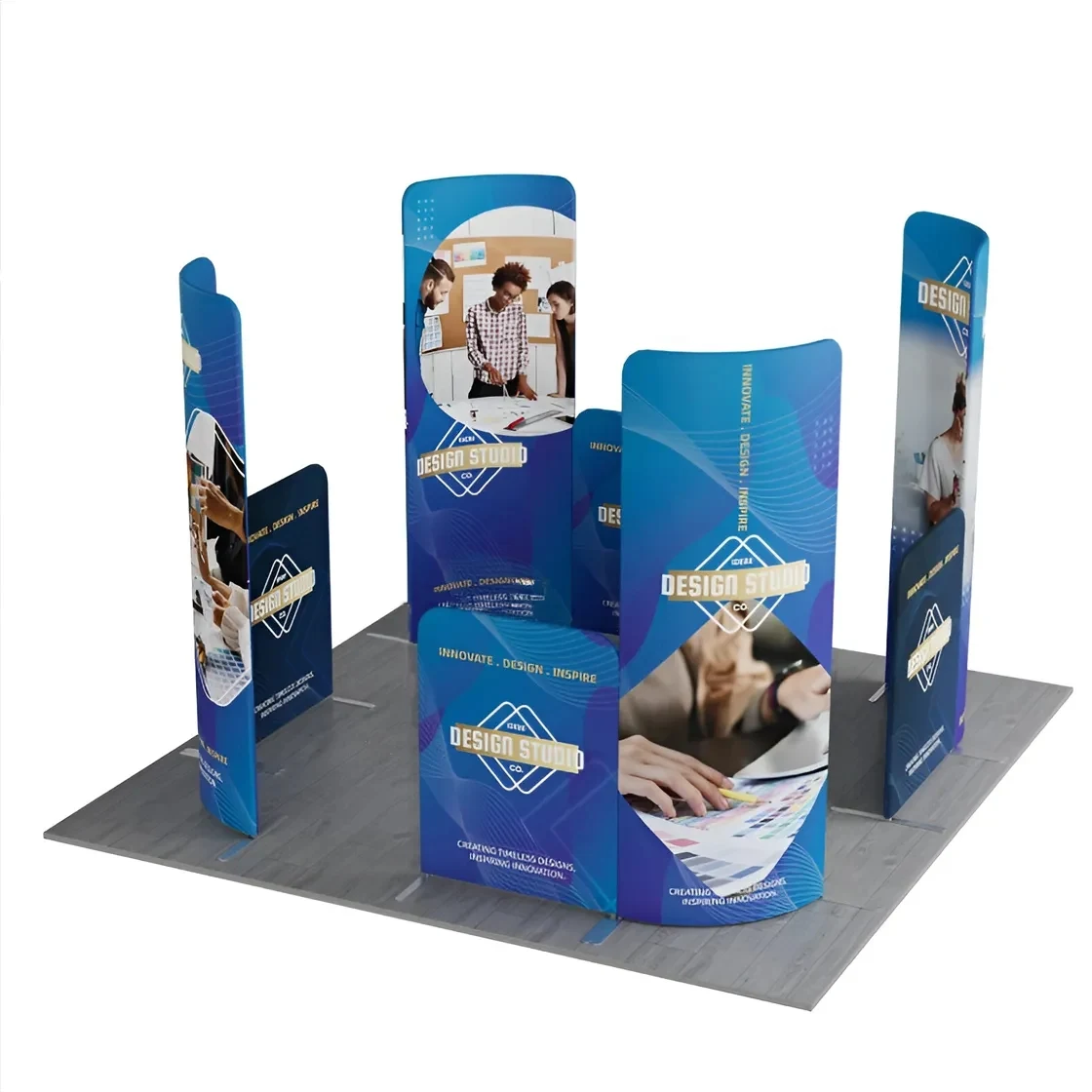 10ft Magnetic Modular Fabric Displays - L Shape Curved 1