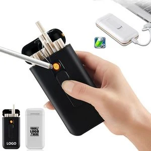 Sleek Slim Cigarette Case With Convenient Lighter Front 1