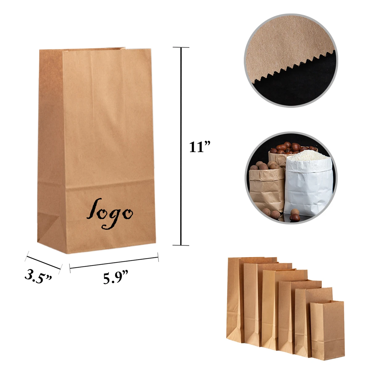 MOQ100 Kraft Paper Bread Bags Disposable Packaging 1