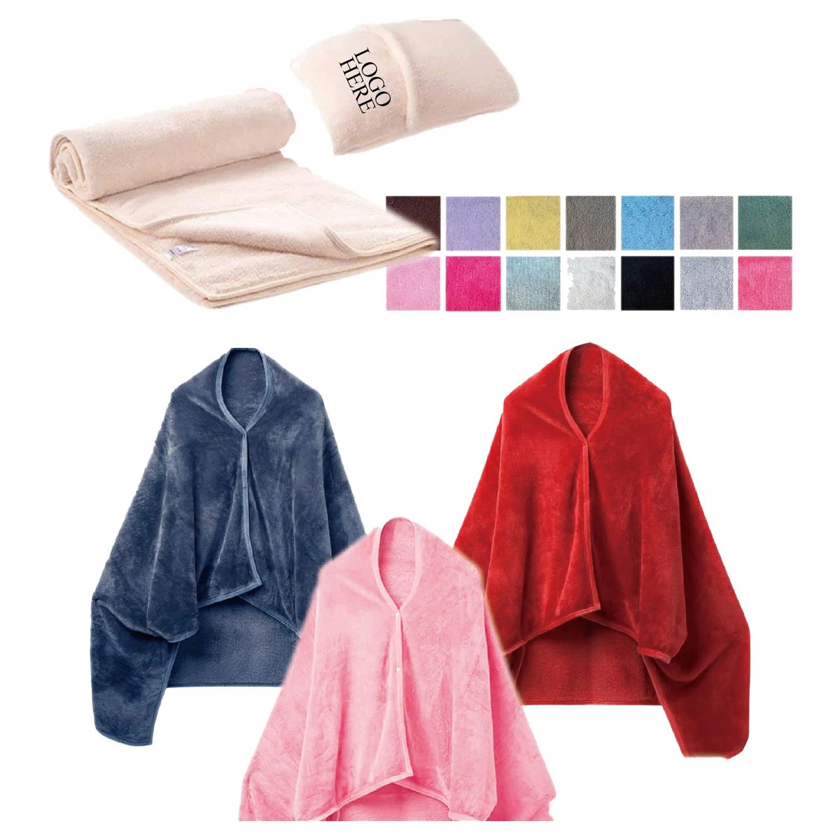 Multifunctional Flannel Shawl-Style Blanket 1