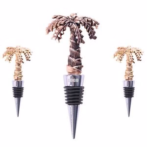 Tropical Coconut Tree Alloy Wine Cork Bottle Stopper