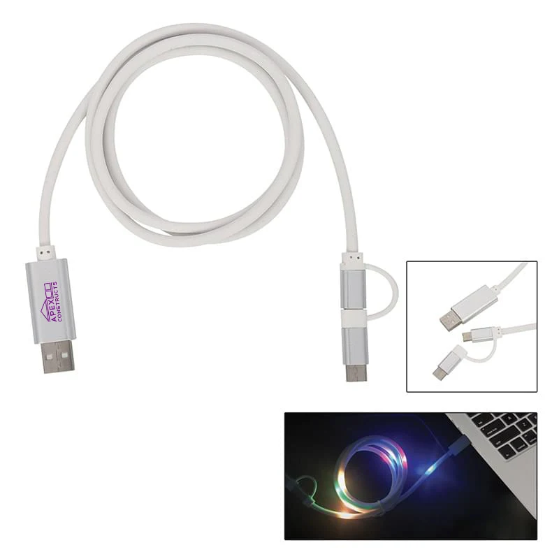 3-In-1 3 Ft. Disco Tech Light Up Charging Cable 1