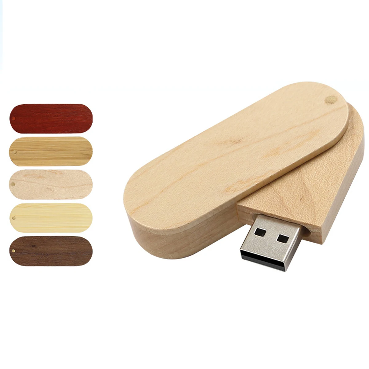 16GB Rotating Wooden USB Flash Drive 1