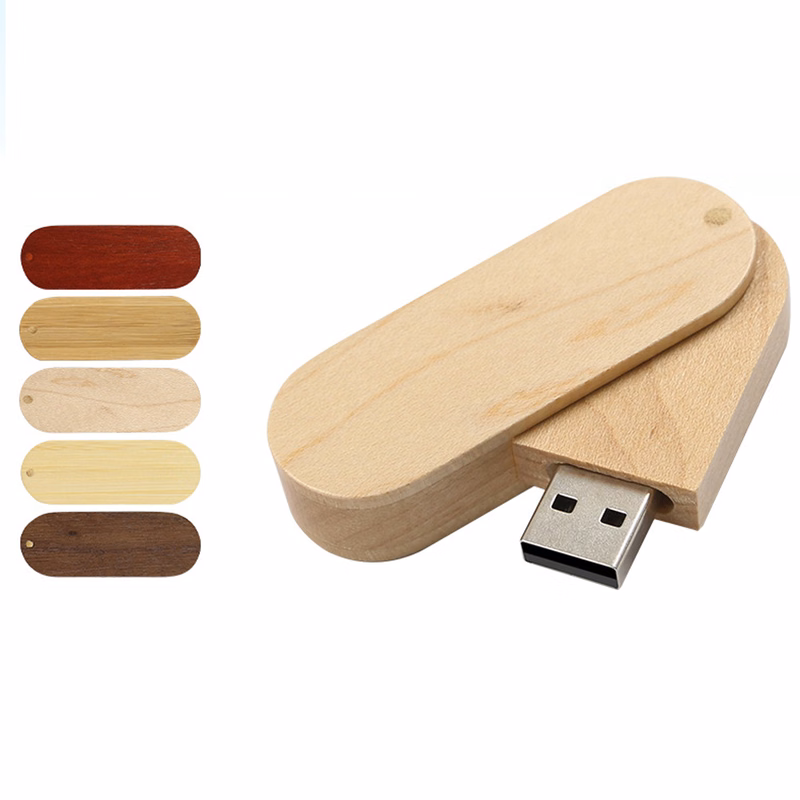 16GB Rotating Wooden USB Flash Drive