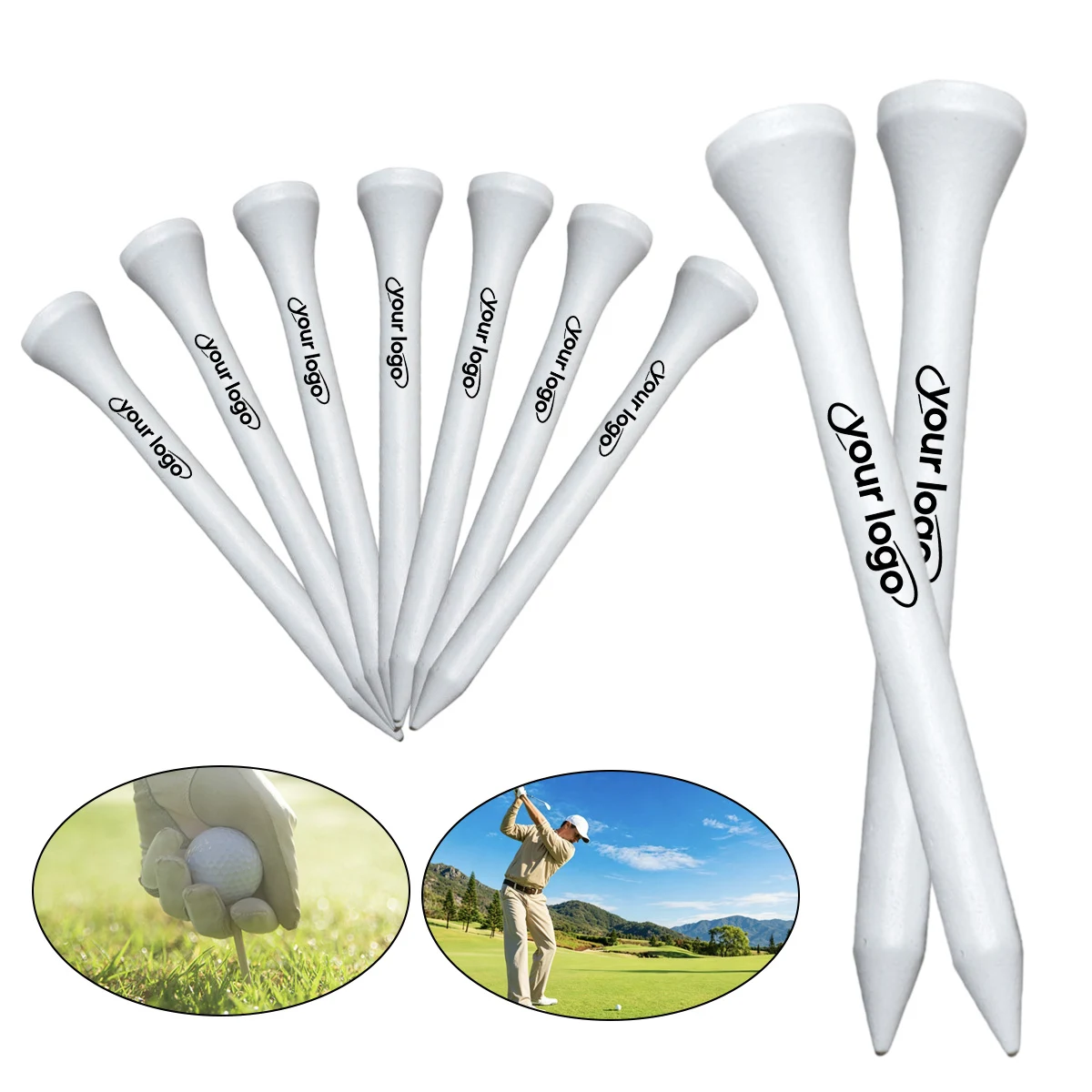 White Wooden Golf Tee 1