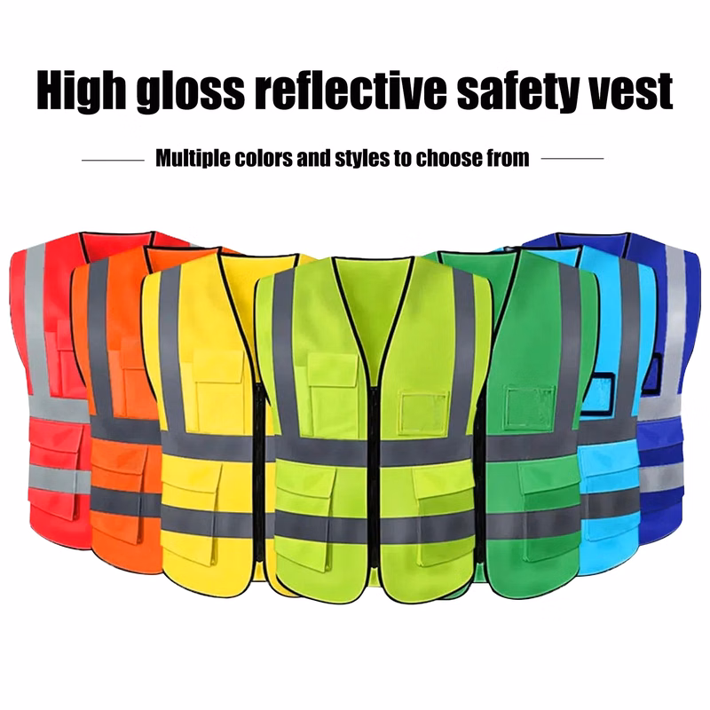 Unisex High Visibility Reflective strips Pocket Safety Vest