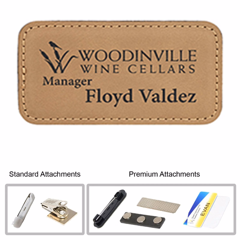3"W x 1.5"H Leather Name Badges