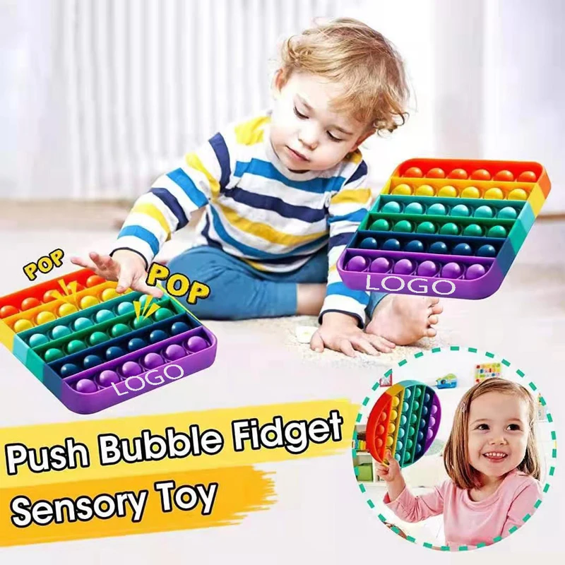 Rainbow Square Push Pop Bubble Fidget Toy 1