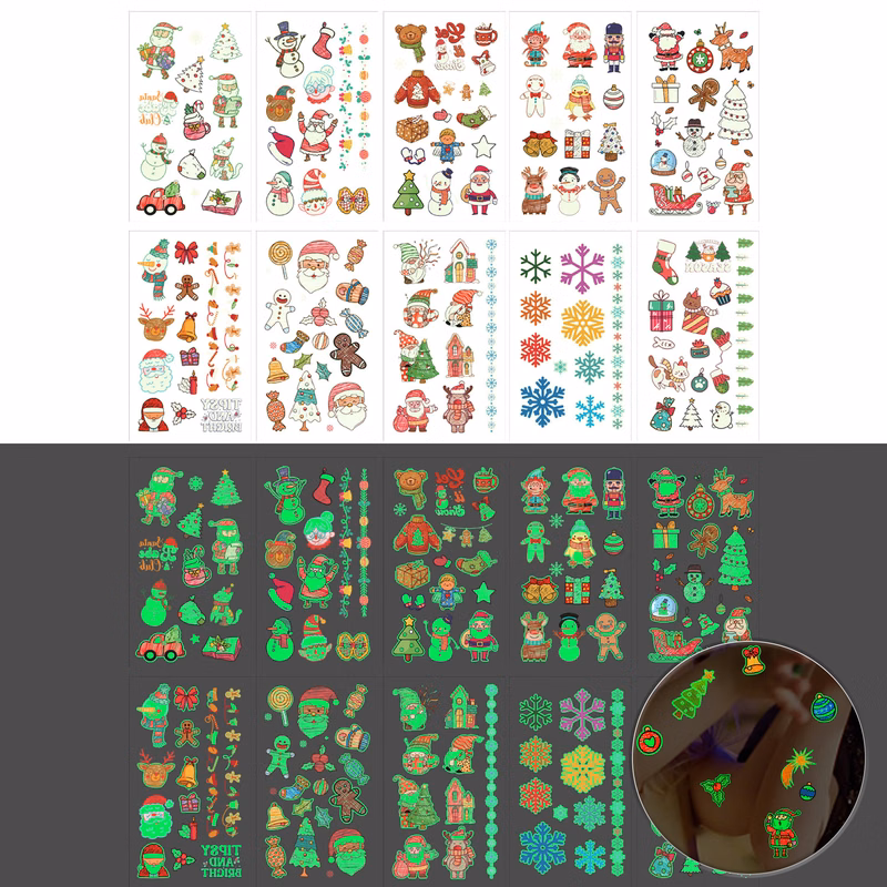 Christmas Glow Temporary Tattoo Stickers