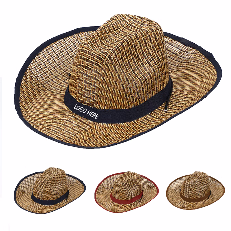 Straw Cowboy Hat With Wide Brim Summer Beach Travel