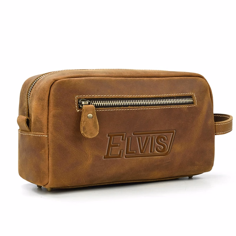Toilet Genuine Leather Large Capacity Storage Bag