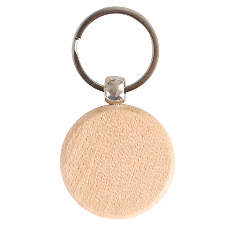 Wooden Keychain Round Wood Key Tag