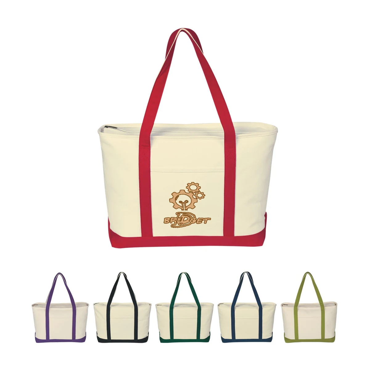 Large Cotton Canvas Boat Tote Bag, custom tote bag with logo imprint 1