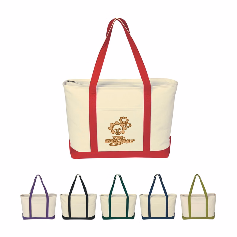 Large Cotton Canvas Boat Tote Bag