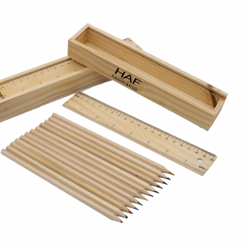 Art Supplies Wooden Ruler Sketch Pencils Set with Case