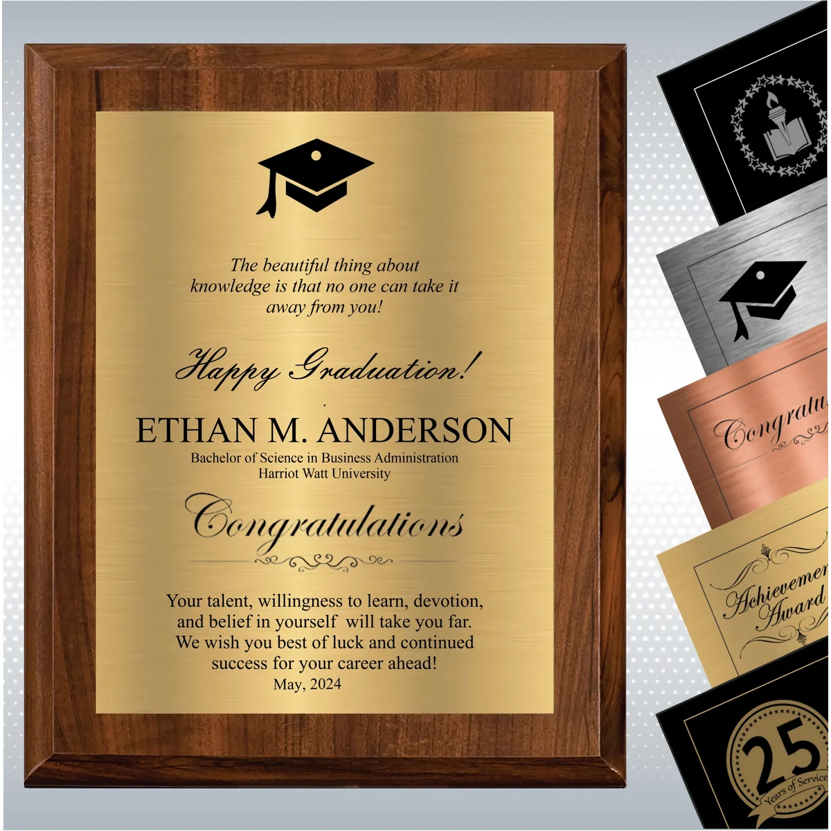 Cherry Finish Graduation Gift Plaque Award 1