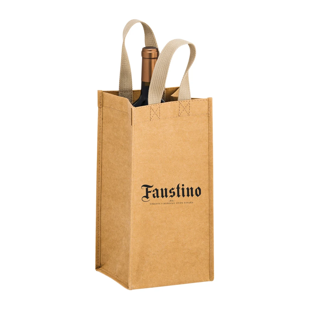 1-Bottle Washable Kraft Wine Tote 1