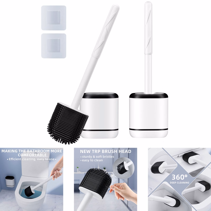 2 Pack Toilet Bowl Brush and Holder Set