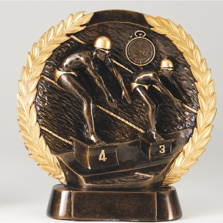 Swimming Male High Relief Circular Plate Award 1