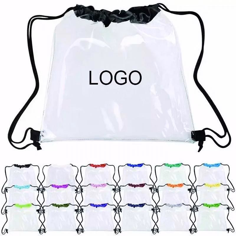 Clear PVC Drawstring Backpack (12" W x 12" H)