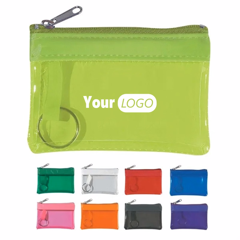 PVC Zippered Coin Pouch With Key Ring