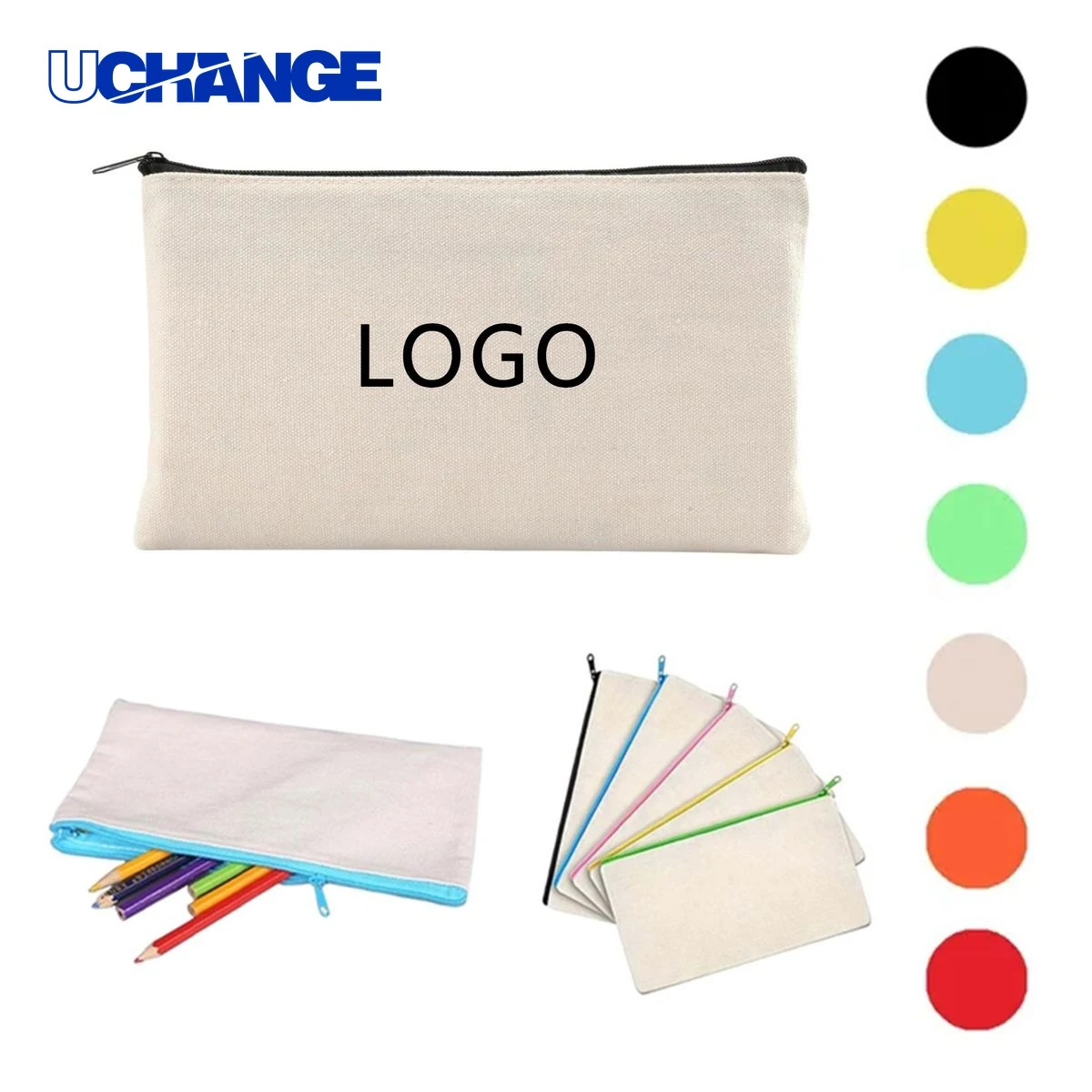 Canvas Pencil Case Zipper Pouch Organizer 1
