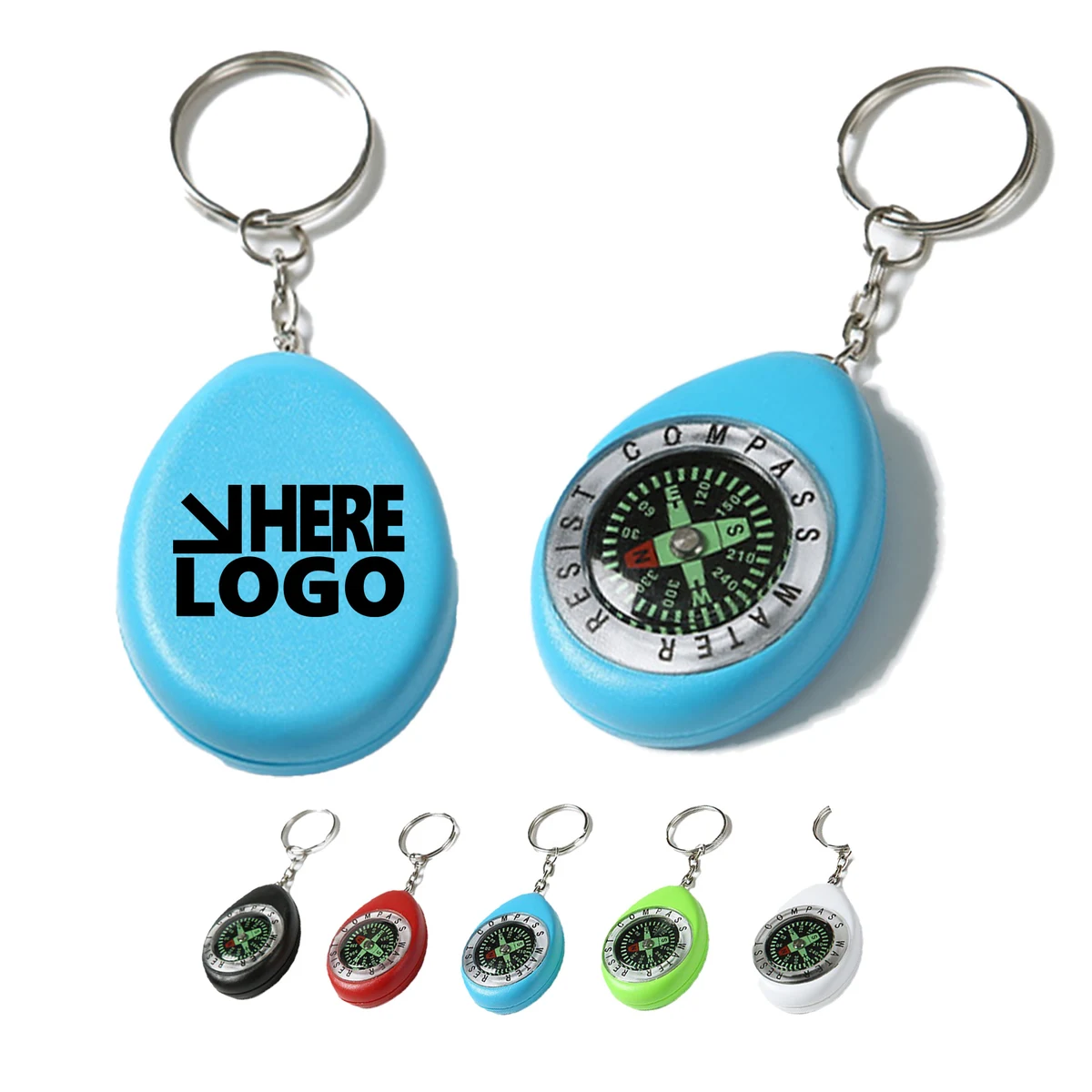 MOQ 100 Portable Luminous Compass Keychain 1