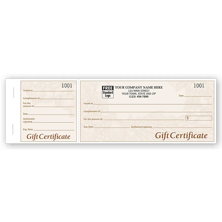 Gift Certificates, Harvest, Booked Sets, Light Burgundy 1