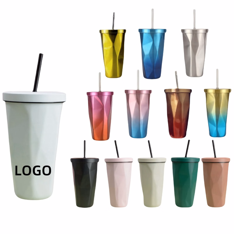 MOQ 16oz Irregular-Shaped Insulated Tumbler w/Lid & Straw