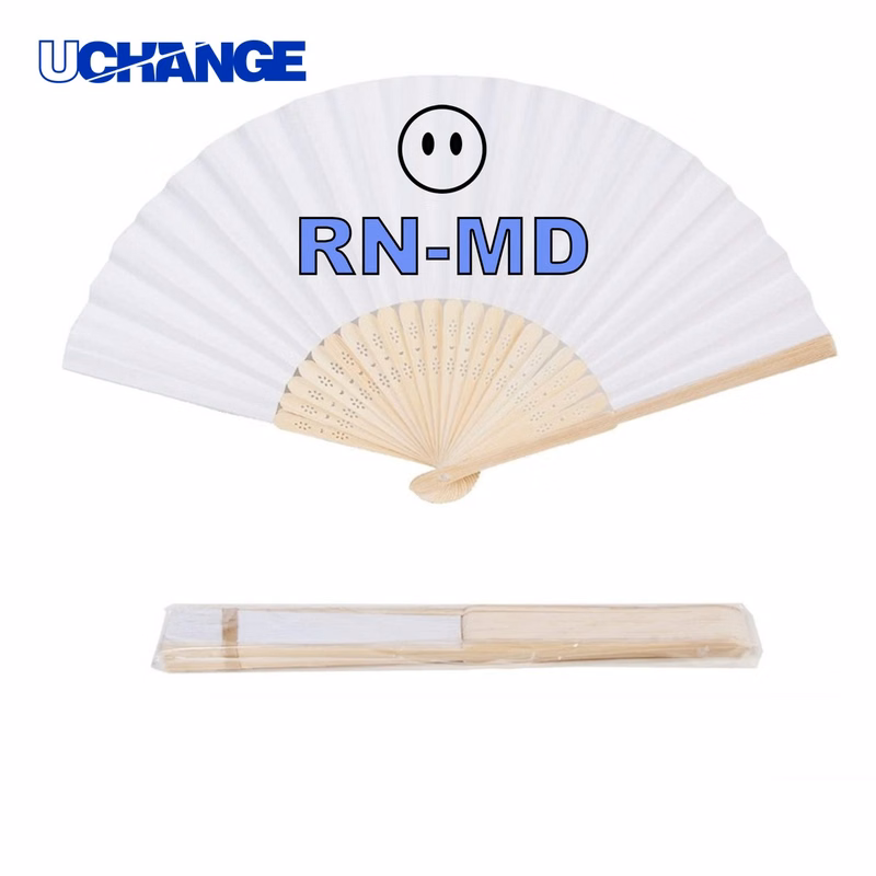 Bamboo Handle Folding Cloth Hand Fan Tool