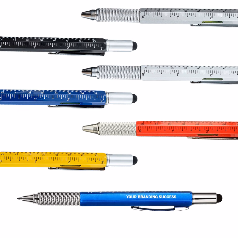 Pen 6-in-1 Multi-Tool Ultimate Ruler Stylus Flat Water-Based