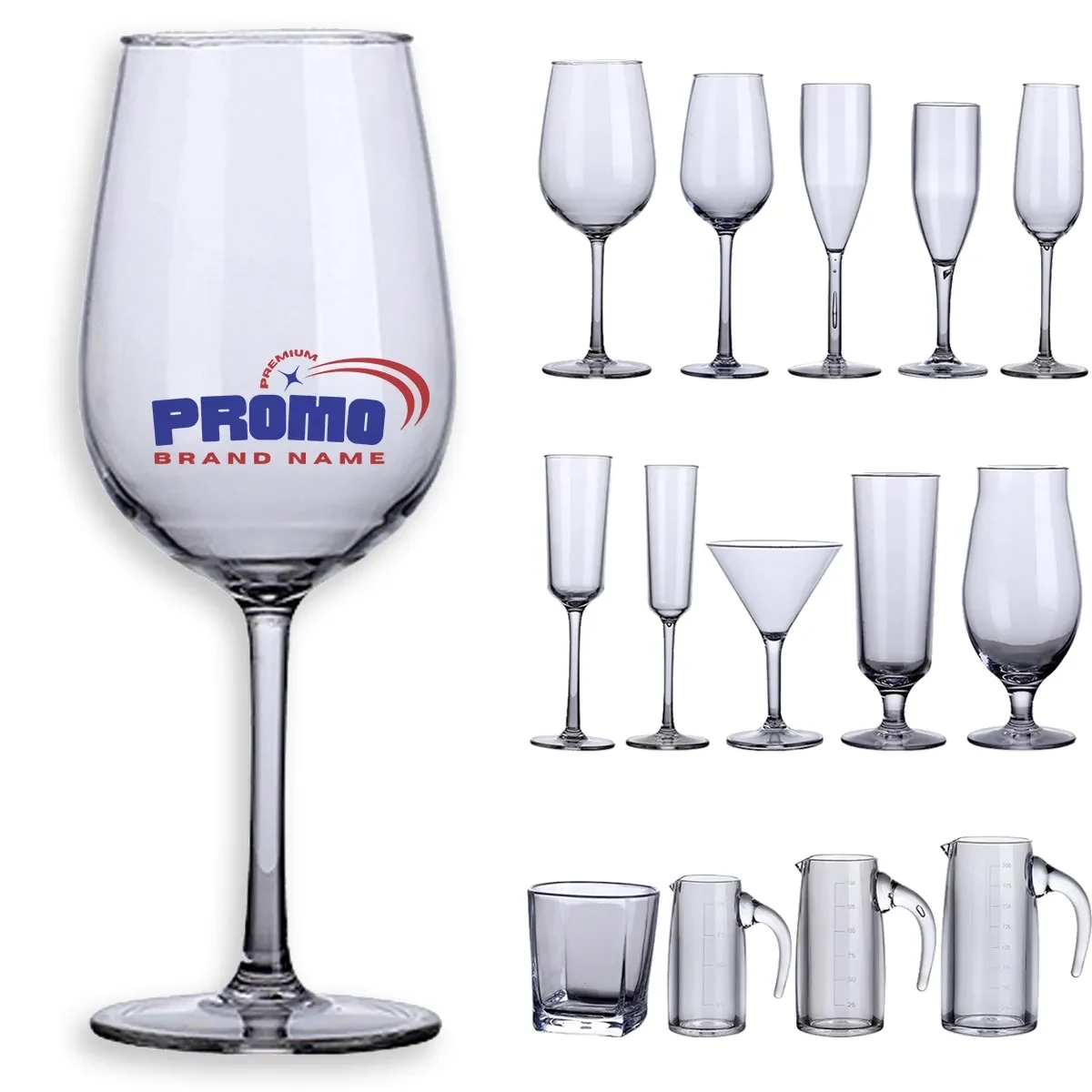 Acrylic Unbreakable Cocktail Wine Glasses W/ Long Stemmed 1