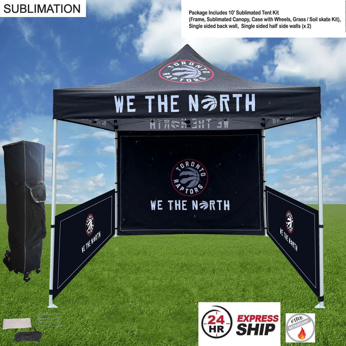 24Hr Express Ship -full Tent Package, 10' Tent, Single sided backwall, 2 Single sided half sidewalls 1
