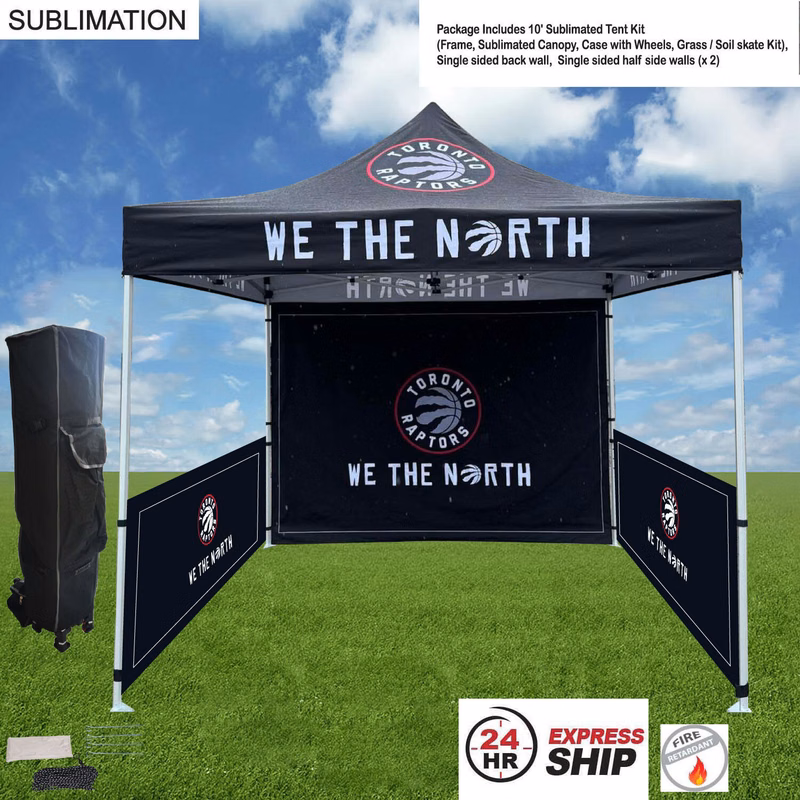 24Hr Express Ship -full Tent Package, 10' Tent, Single sided backwall, 2 Single sided half sidewalls