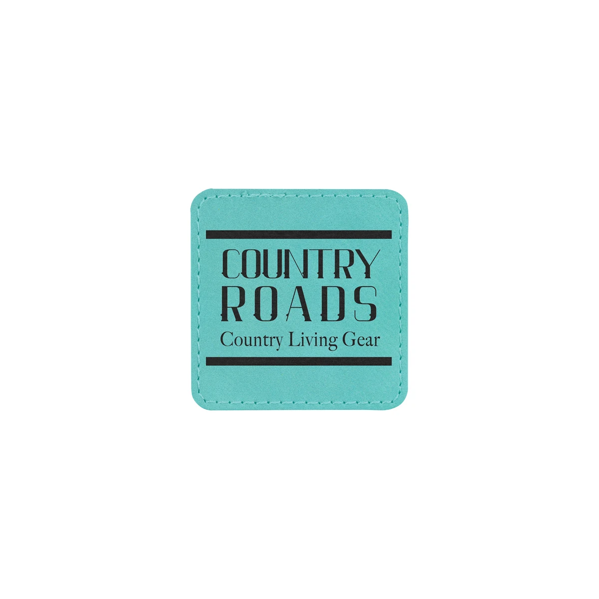 2" Teal Leatherette Square Patch with Adhesive 1