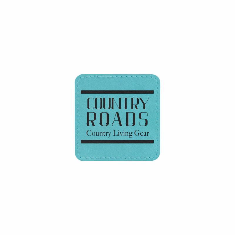 2" Teal Leatherette Square Patch with Adhesive