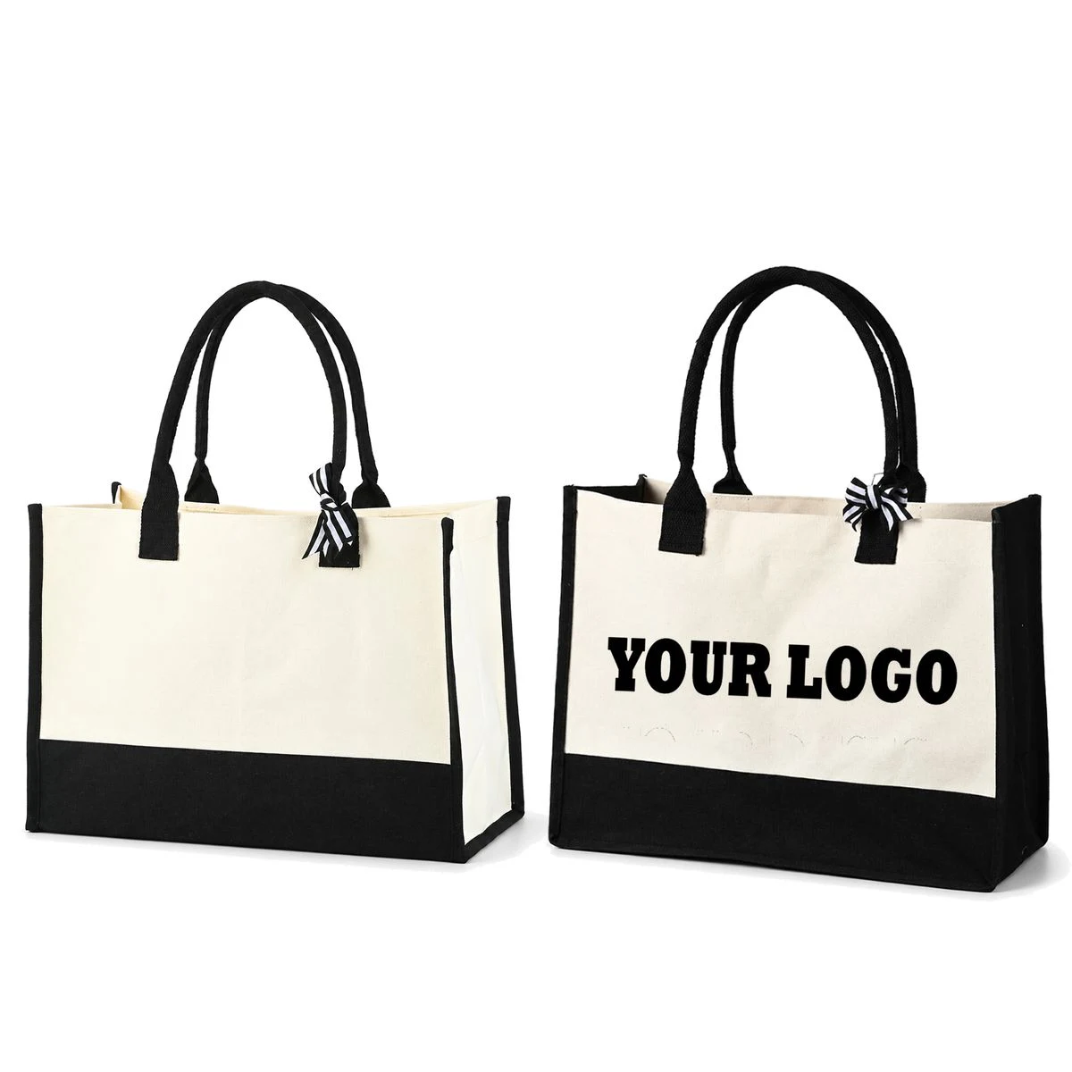 Contrast Side Panel Canvas Gusset Tote Bag, custom tote bag with logo imprint 1