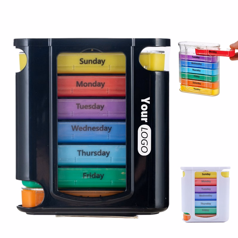 Pp 7-Day Pill Organizer With Color-Coded Compartments For Easy Medication Management