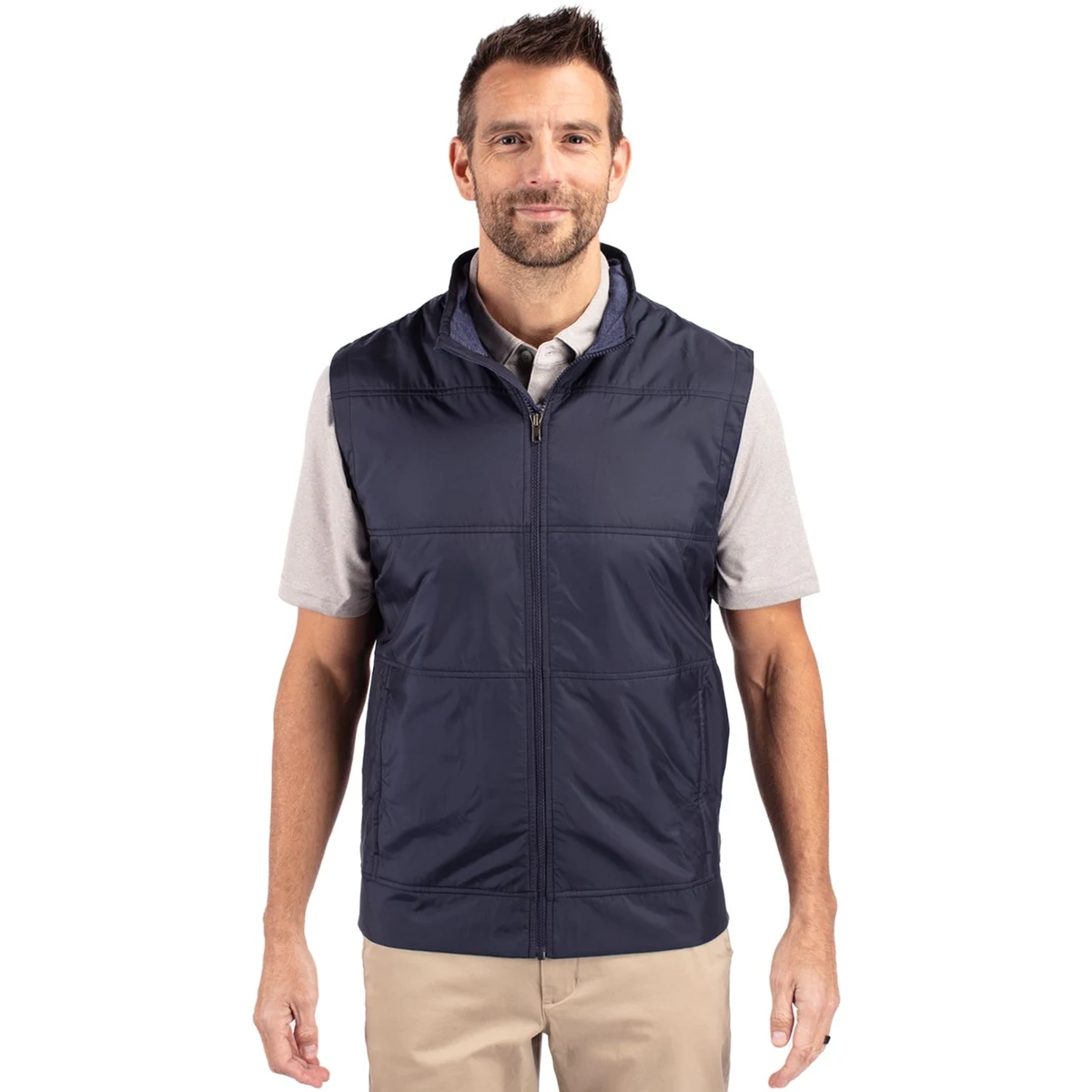 Cutter & Buck Stealth Recycled Hybrid Quilted Mens Windbreaker Vest 1
