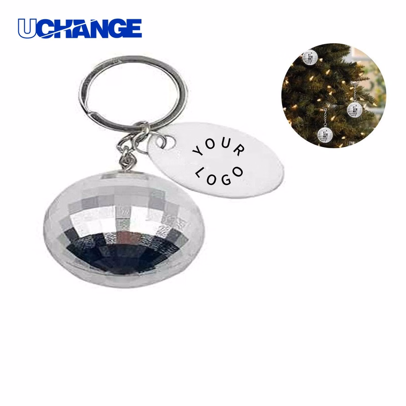 Sparkling Disco Ball Keychain Charm with Customizable Tag