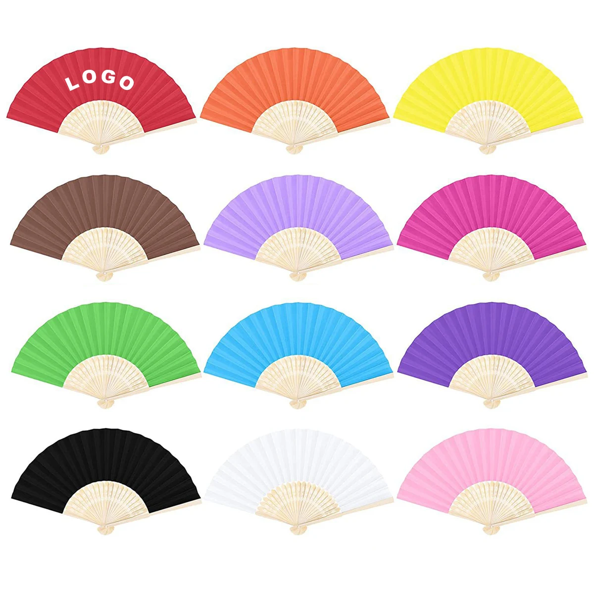 Custom Handheld Paper Bamboo Fans 1